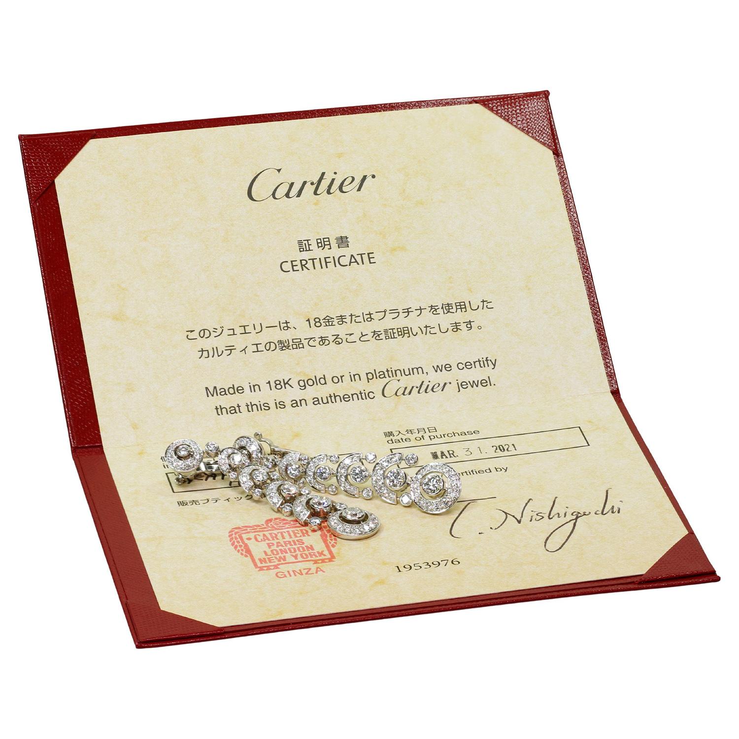 CARTIER Diamant-Platin-Chandelier-Ohrringe im Zustand „Hervorragend“ im Angebot in New York, NY