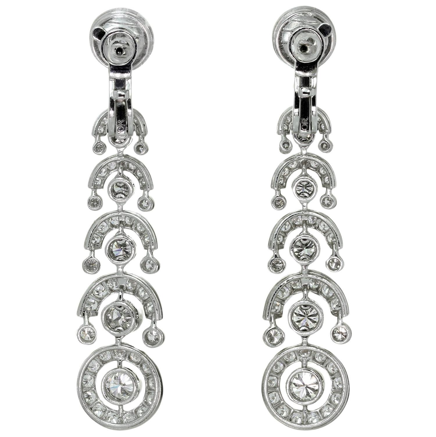Women's CARTIER Diamond Platinum Chandelier Earrings For Sale