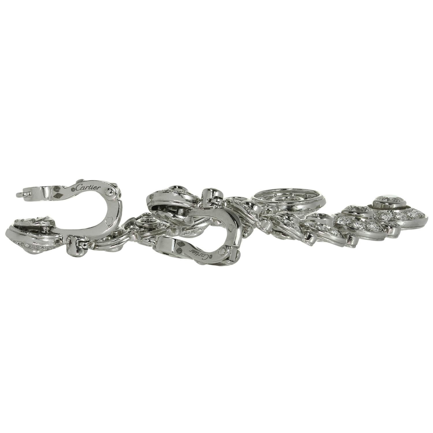 CARTIER Diamond Platinum Chandelier Earrings For Sale 1