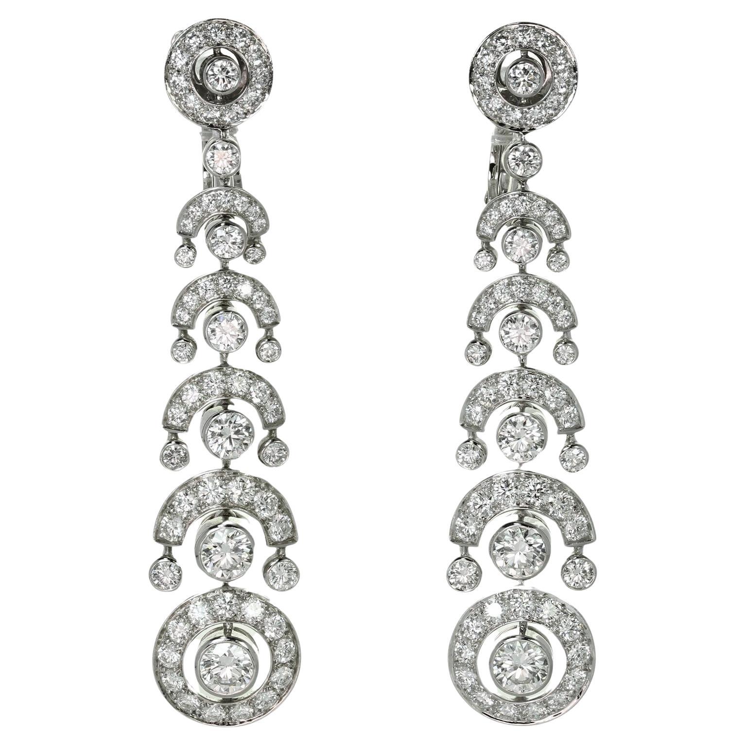 CARTIER Diamond Platinum Chandelier Earrings For Sale at 1stDibs