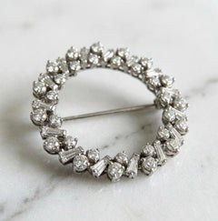 Cartier Diamond Platinum Circle Brooch 3.50 Carats