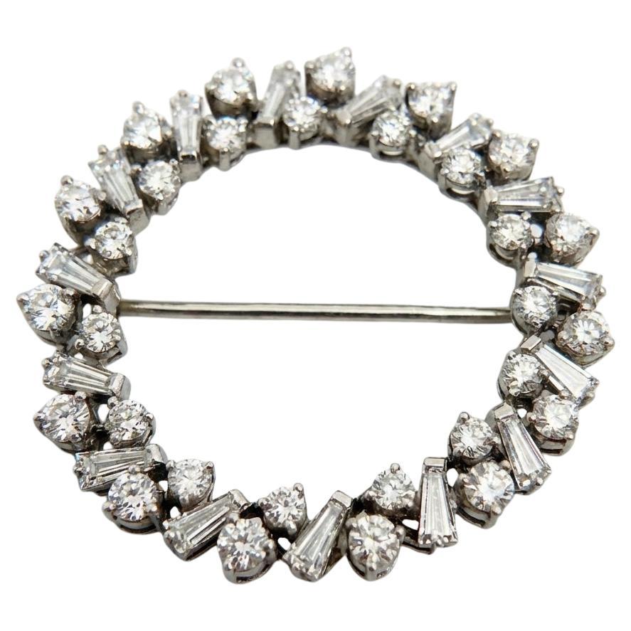 Cartier Diamond Platinum Circle Brooch 3.50 Carats