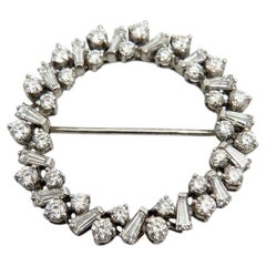 Cartier Diamond Platinum Circle Brooch 3.50 Carats