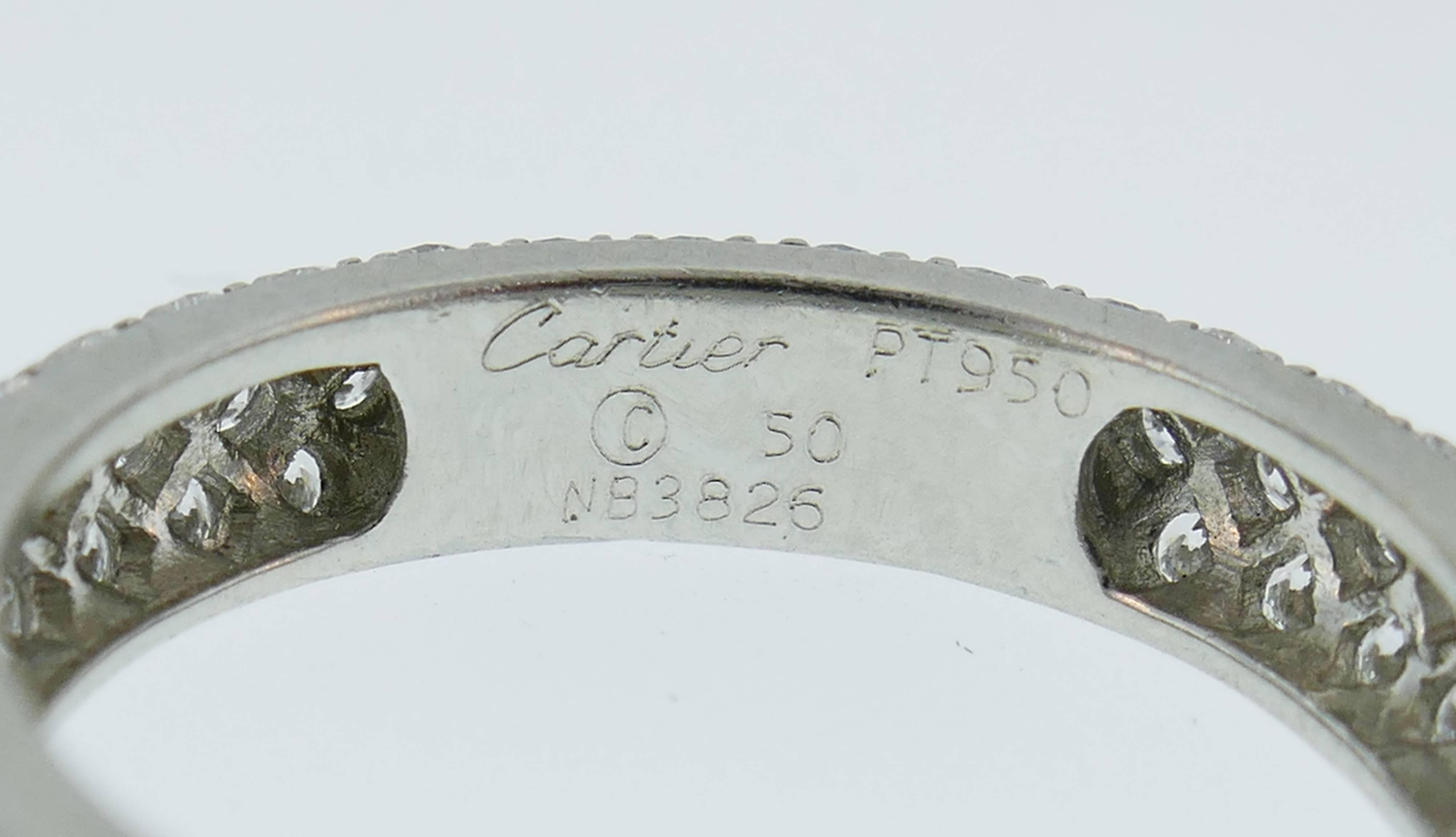 Cartier Diamond Platinum Eternity Band Ring Pair 6