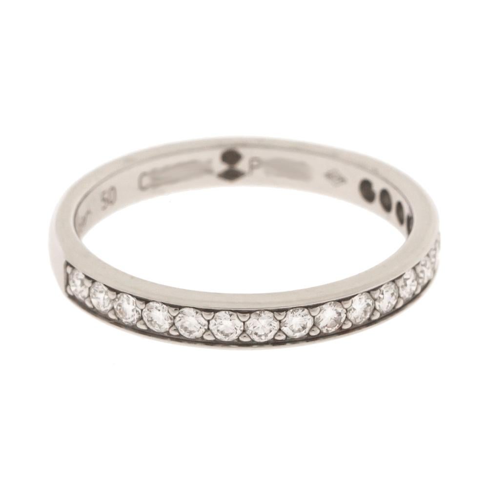 Contemporary Cartier Diamond Platinum Half Eternity Wedding Band Ring Size 50