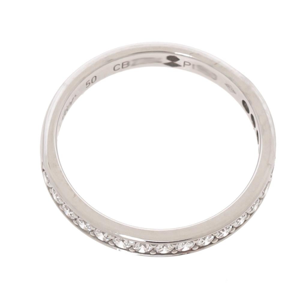Uncut Cartier Diamond Platinum Half Eternity Wedding Band Ring Size 50