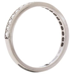 Cartier Diamond Platinum Half Eternity Wedding Band Ring Size 50