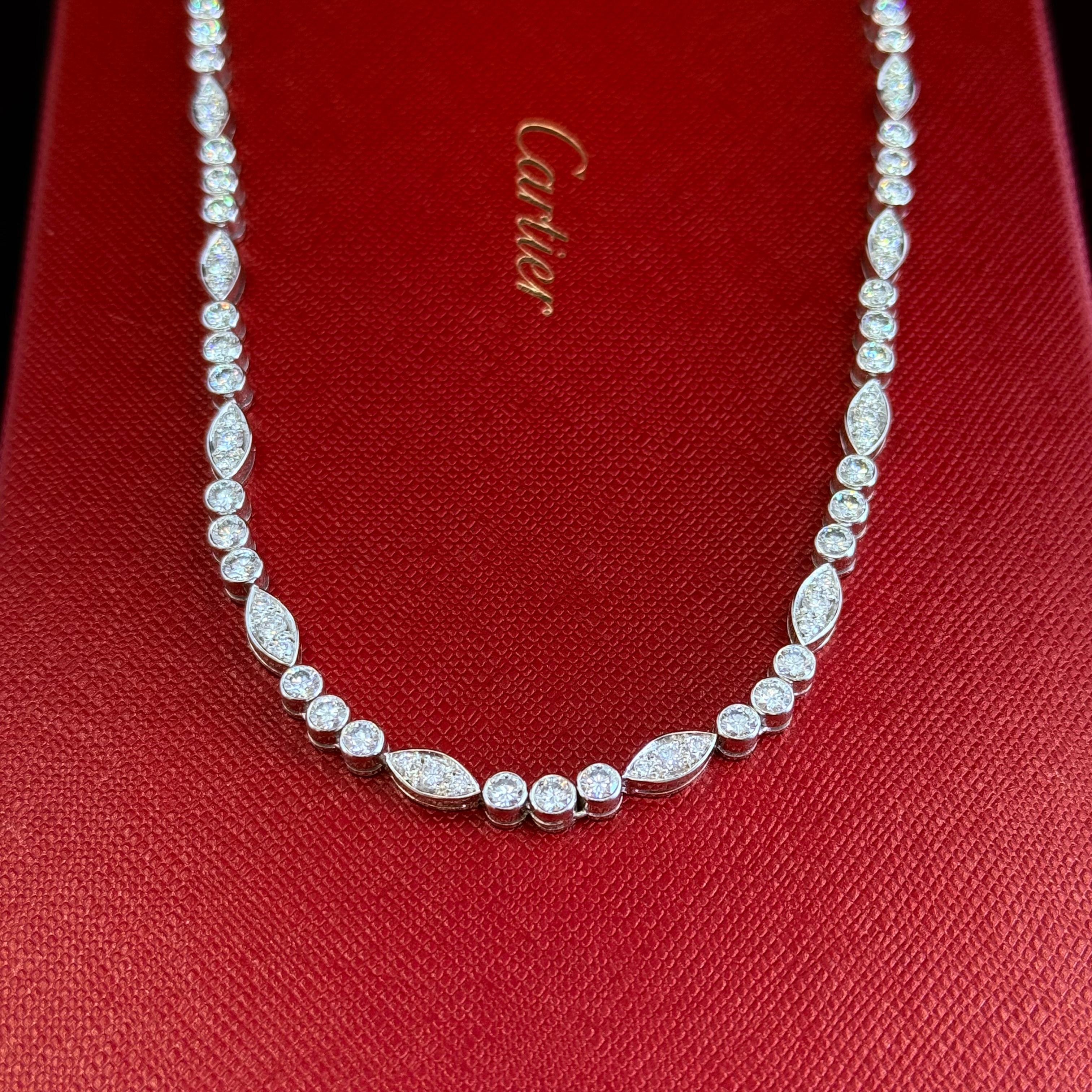 Cartier Diamond Platinum Necklace Dentelle Collection Paris For Sale 9