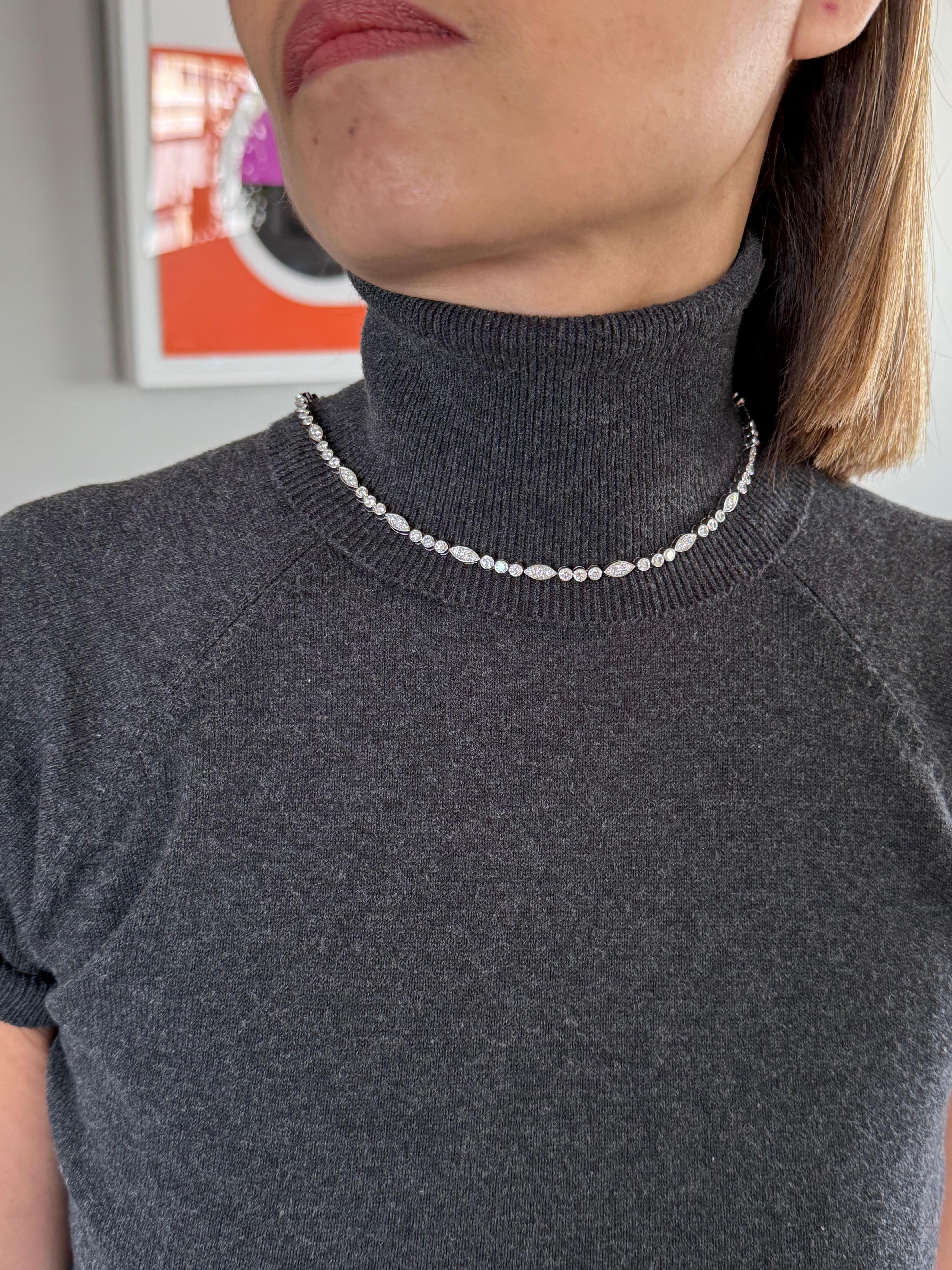Cartier Diamond Platinum Necklace Dentelle Collection Paris For Sale 10