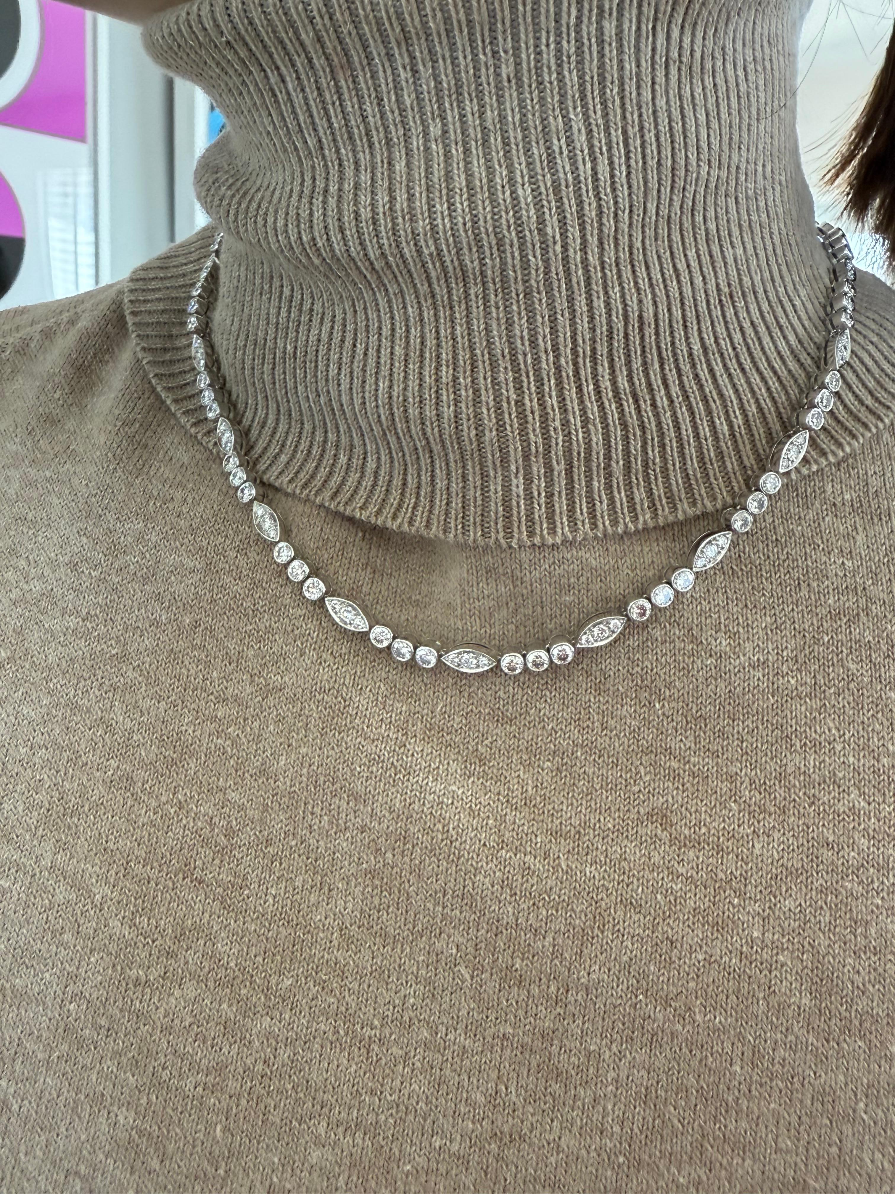 Cartier Diamond Platinum Necklace Dentelle Collection Paris For Sale 12