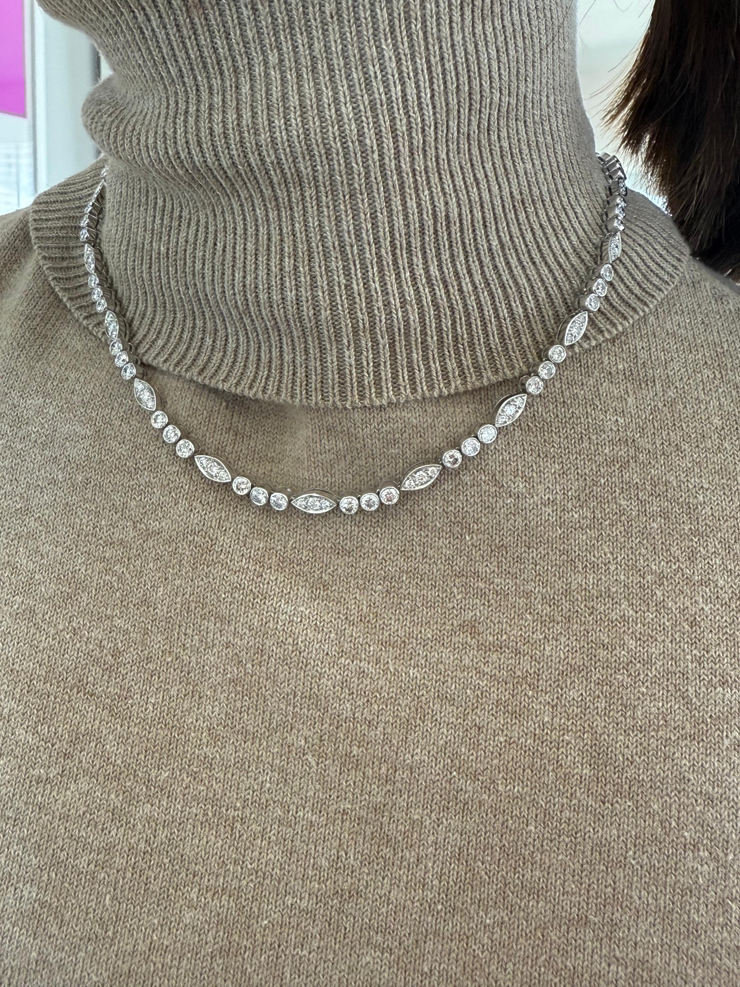 Cartier Diamond Platinum Necklace Dentelle Collection Paris For Sale 13
