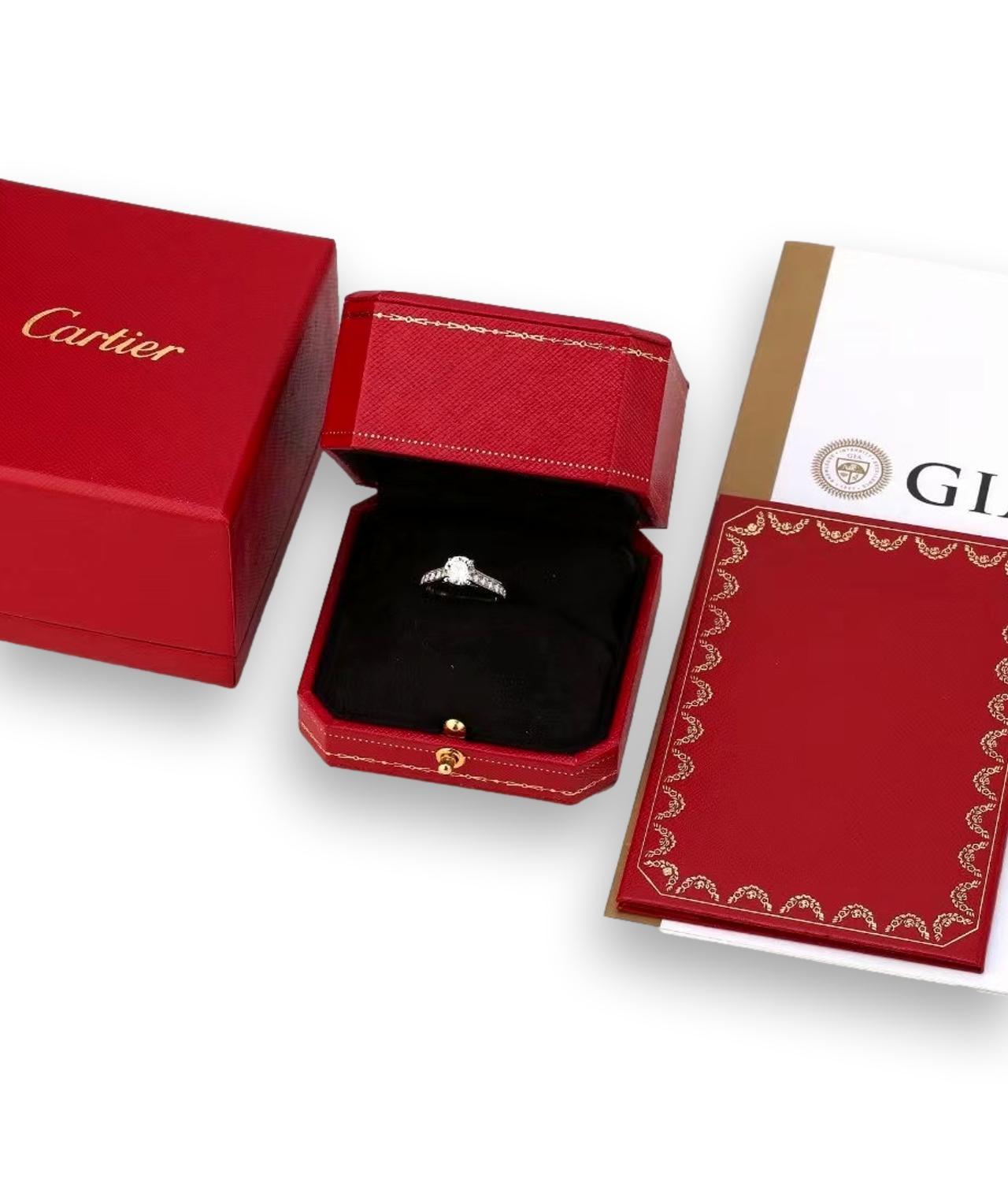 Cartier Diamond Platinum Solitaire Engagement Ring In Excellent Condition In Banbury, GB