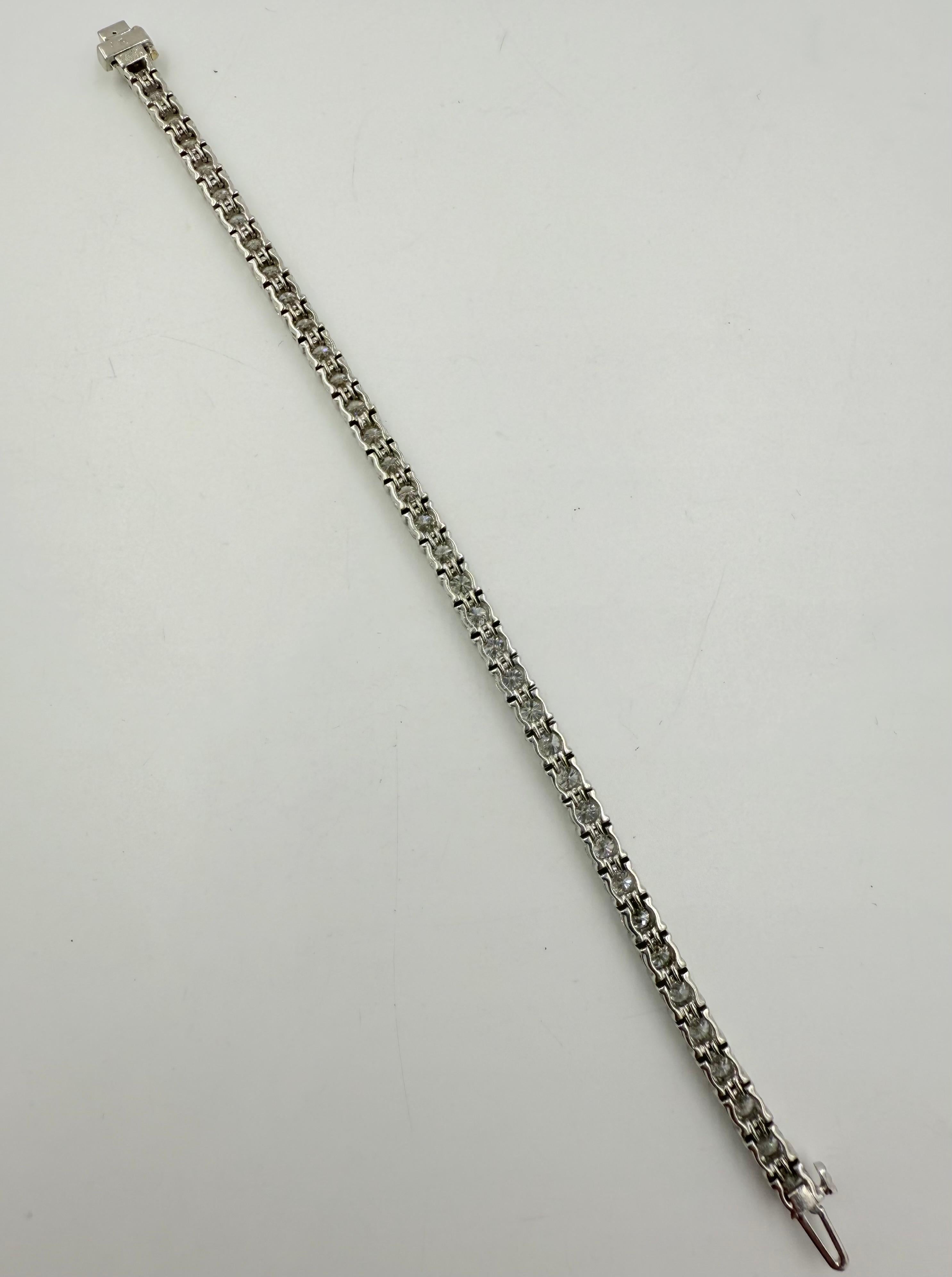 Cartier Diamond Platinum Tennis Bracelet 6 5/8” Long en venta 3