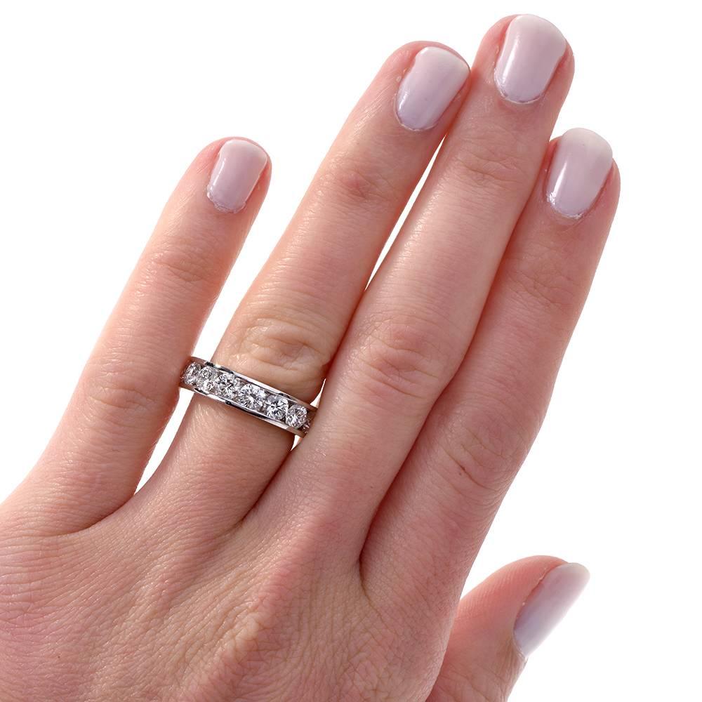 Round Cut Cartier Diamond Platinum Wedding Band Ring For Sale