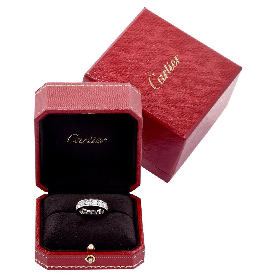 Cartier Diamond Platinum Wedding Band Ring For Sale
