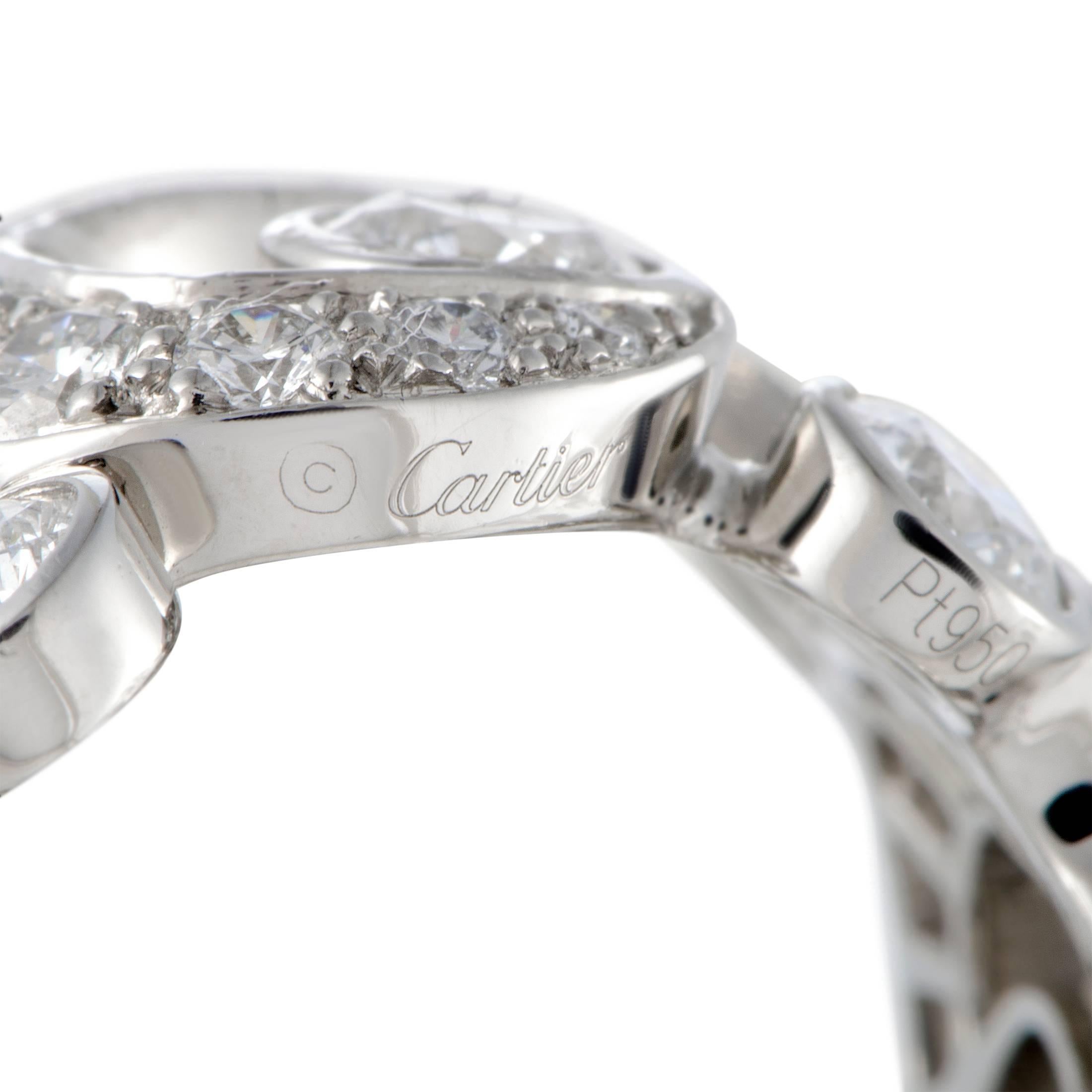 Women's Cartier Diamond Platinum Wide Band Ring