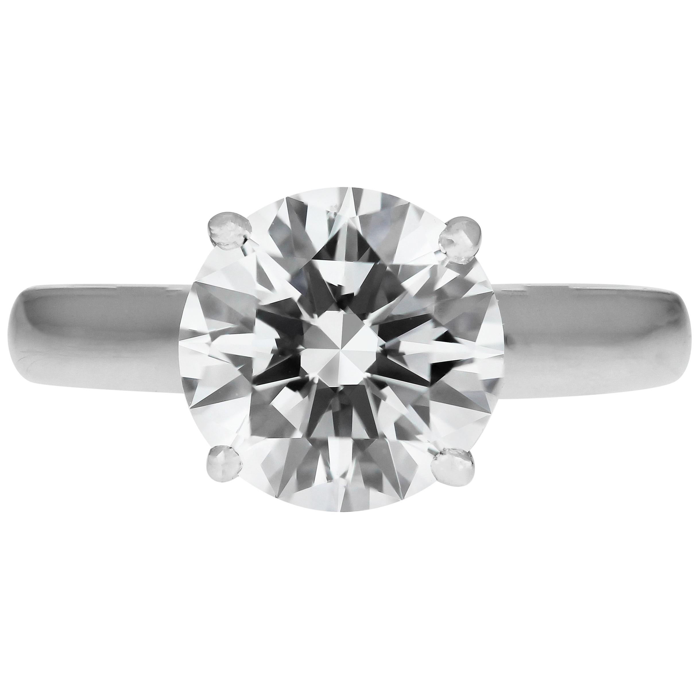 Cartier Diamond Ring, GIA Certified Solitaire Single Stone 2.43 Carat F VVS1