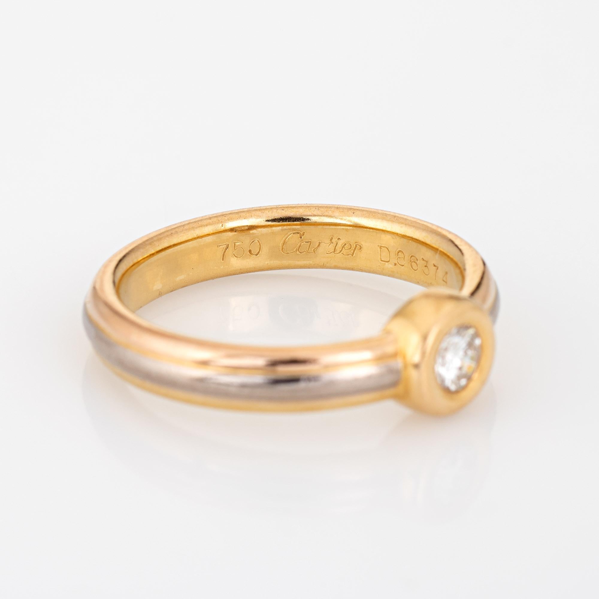 Women's Cartier Diamond Ring Vintage 1995 Trinity Band 18k Gold Jewelry