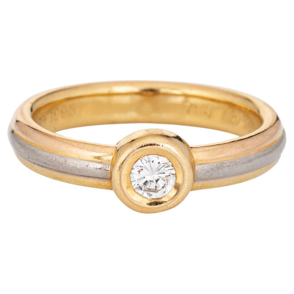 Cartier Diamond Ring Vintage 1995 Trinity Band 18k Gold Jewelry