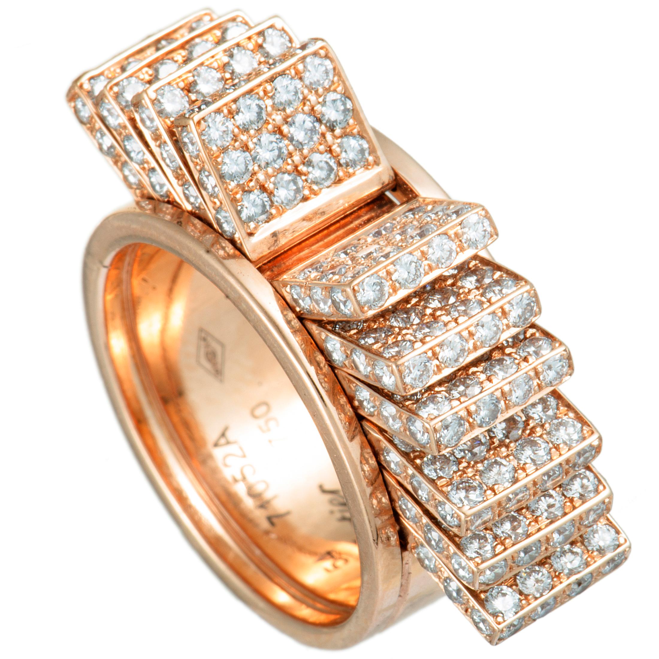 Cartier Diamond Rose Gold Fan Band Ring