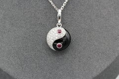 Cartier Diamond Ruby 18 Karat White Gold Yin Yang Charm