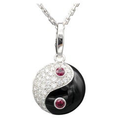 Cartier Diamond Ruby 18 Karat White Gold Yin Yang Charm