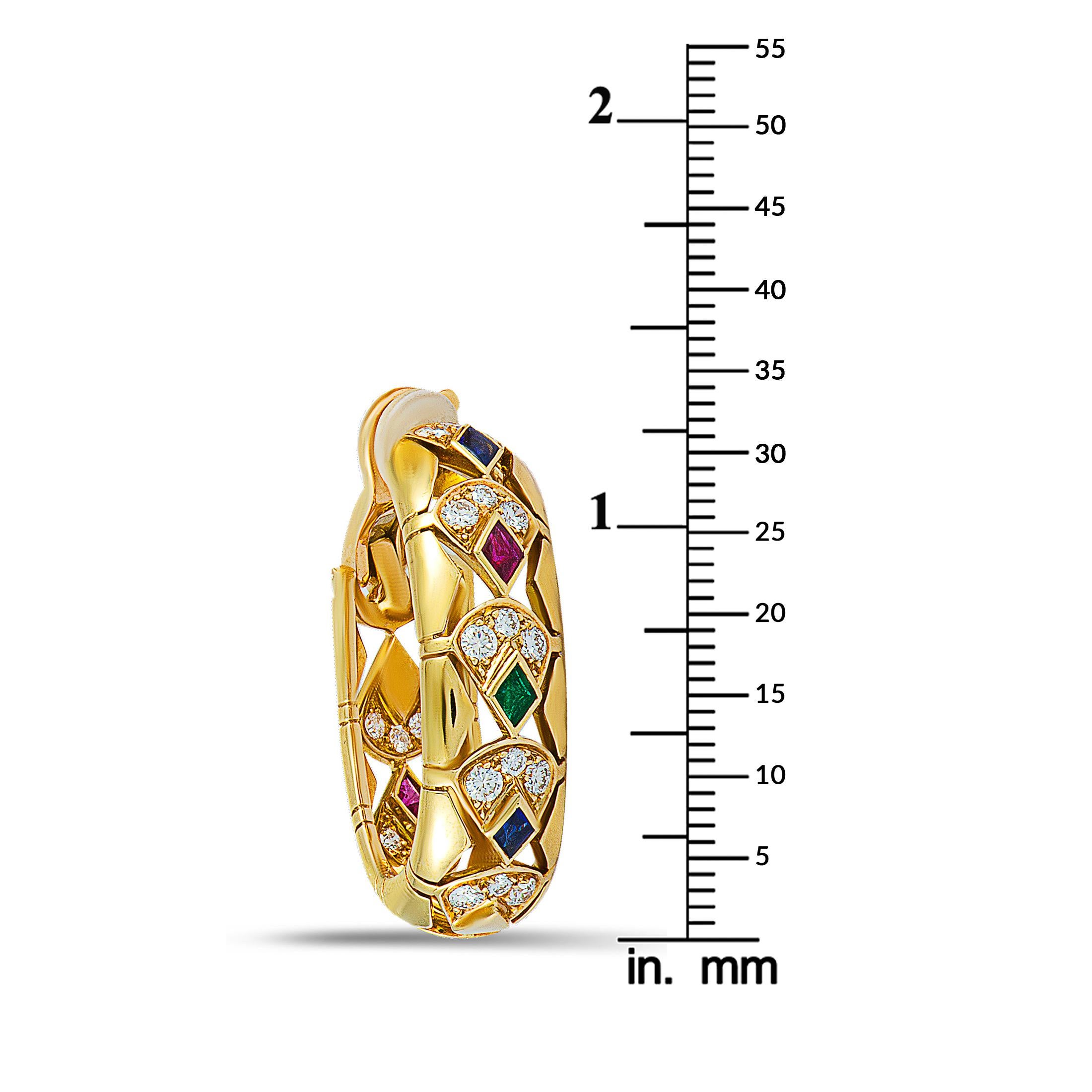 Women's Cartier Diamond, Ruby, Emerald, and Sapphire Yellow Gold Oval Clip-On Earrings