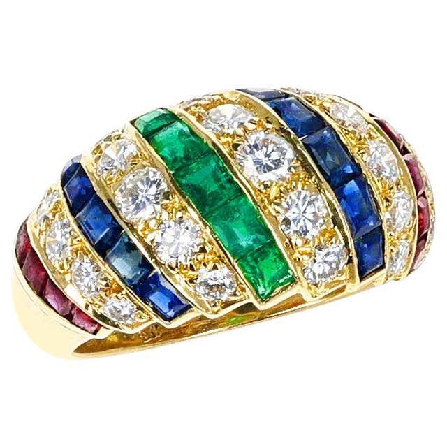 Cartier Tutti Frutti Ruby, Emerald, Sapphire, Diamond Ring, 18K For ...