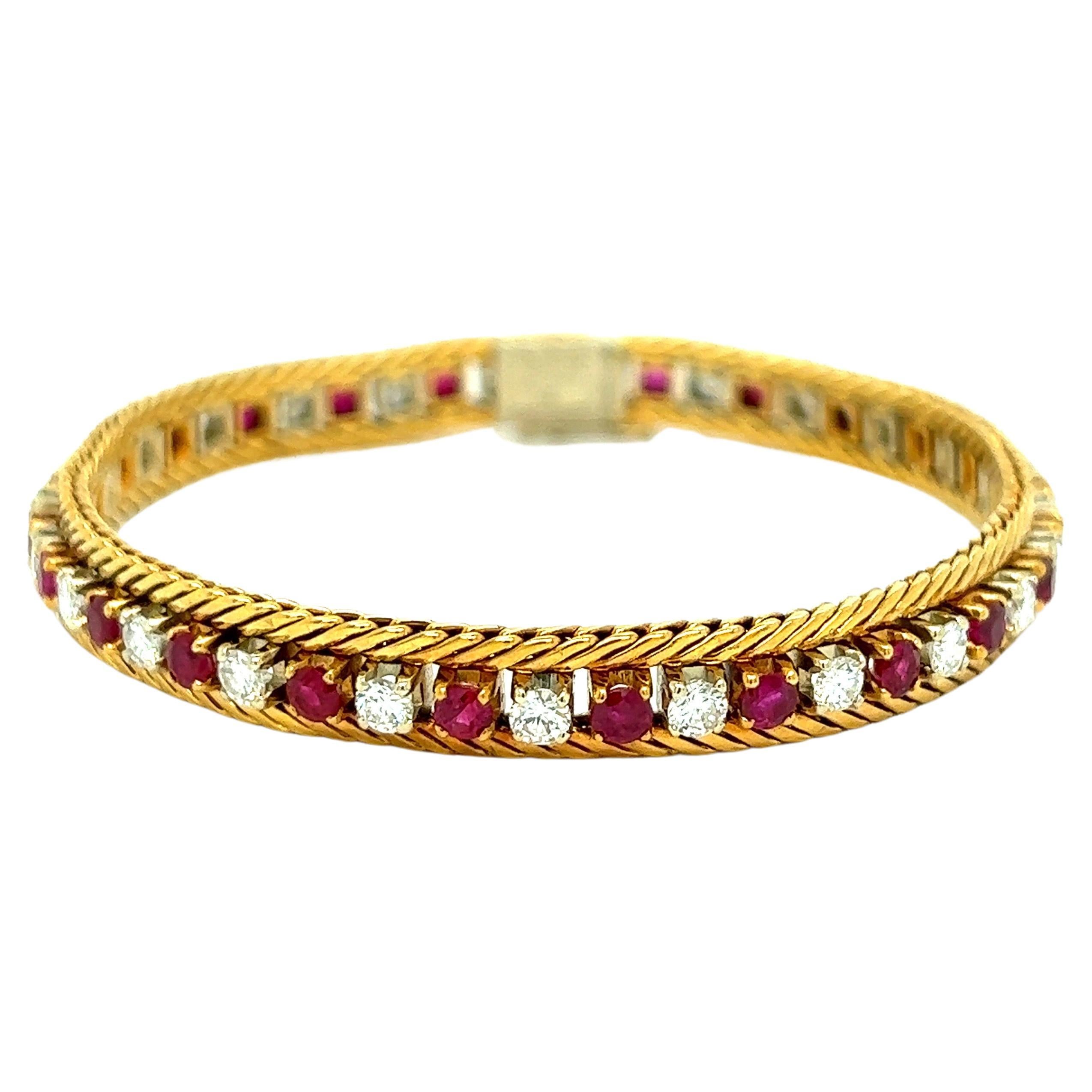 Cartier Diamond & Ruby Line Bracelet