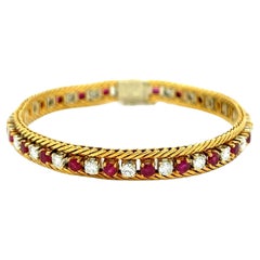 Used Cartier Diamond & Ruby Line Bracelet