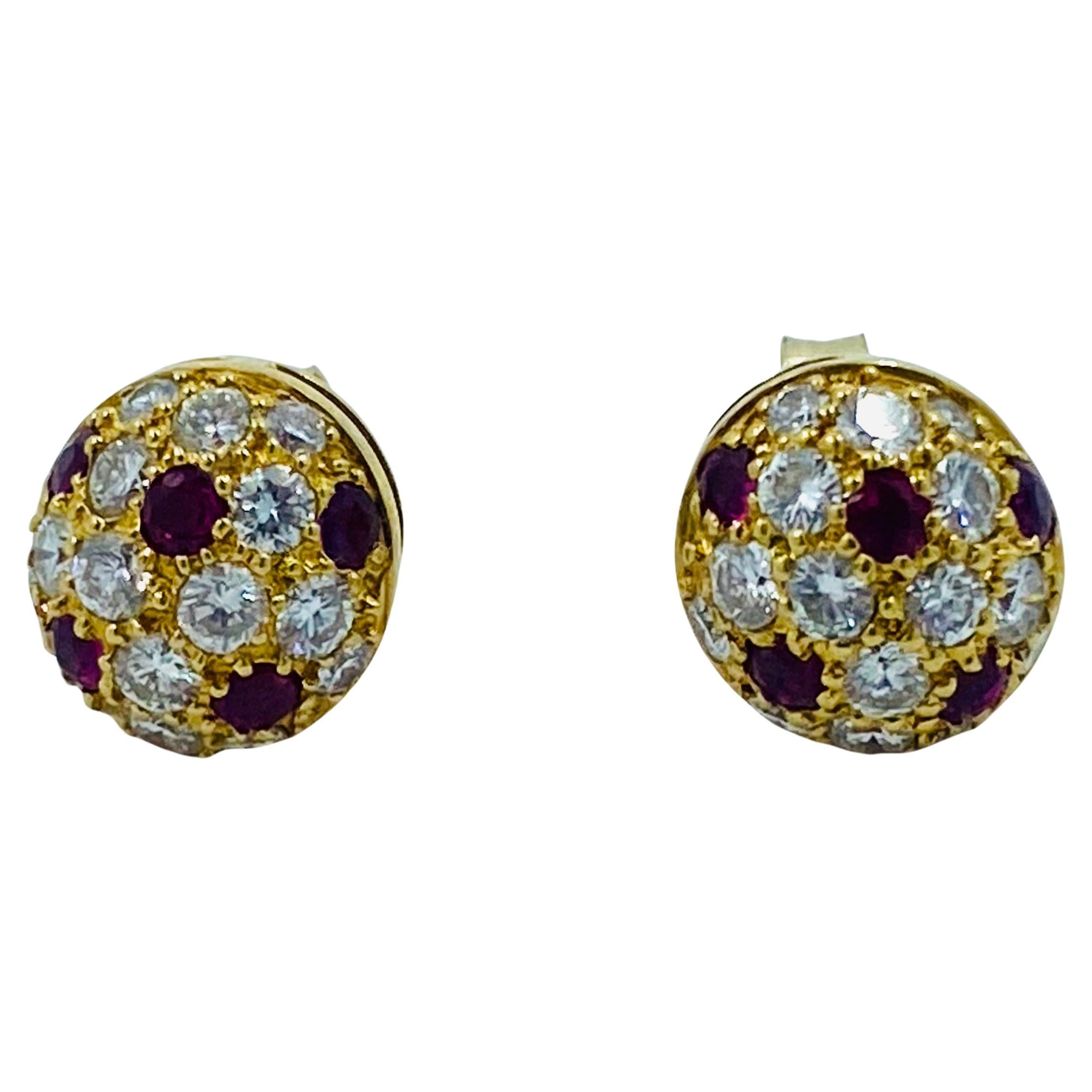Cartier Diamond Ruby Stud Earrings In Excellent Condition In Beverly Hills, CA