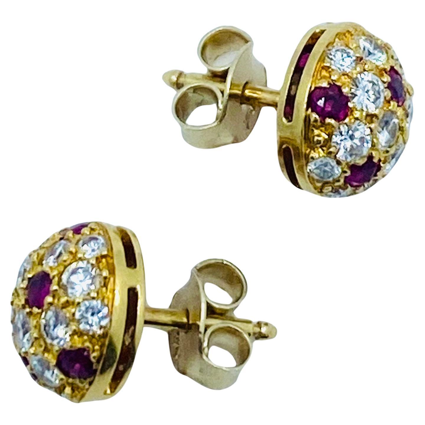 Women's Cartier Diamond Ruby Stud Earrings