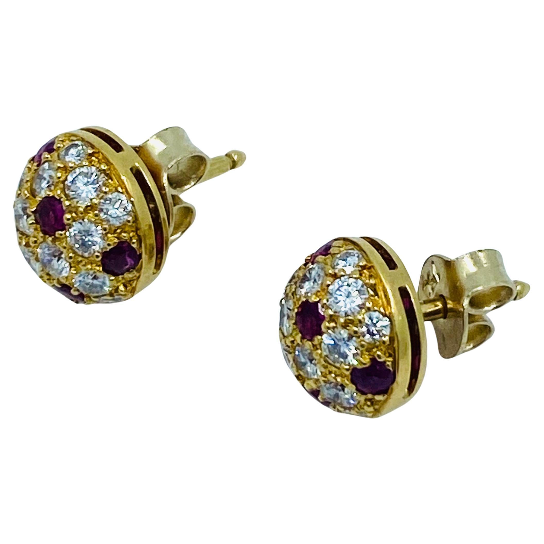 Cartier Diamond Ruby Stud Earrings 2