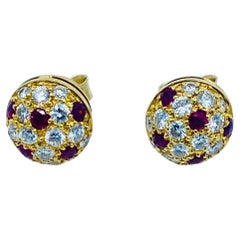 Cartier Diamond Ruby Stud Earrings