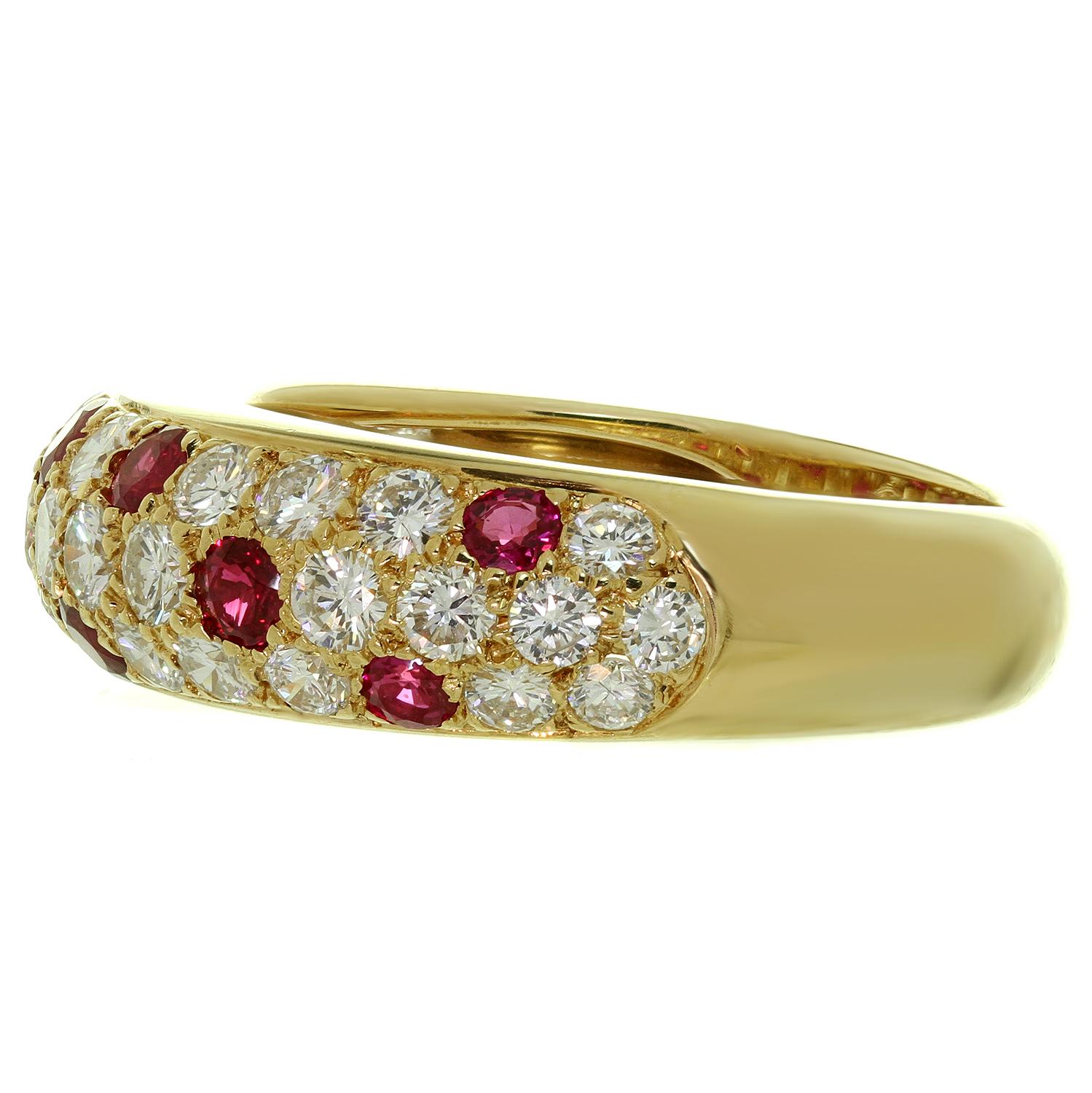 Women's Cartier Diamond Ruby Yellow Gold Band Ring. Sz. 51