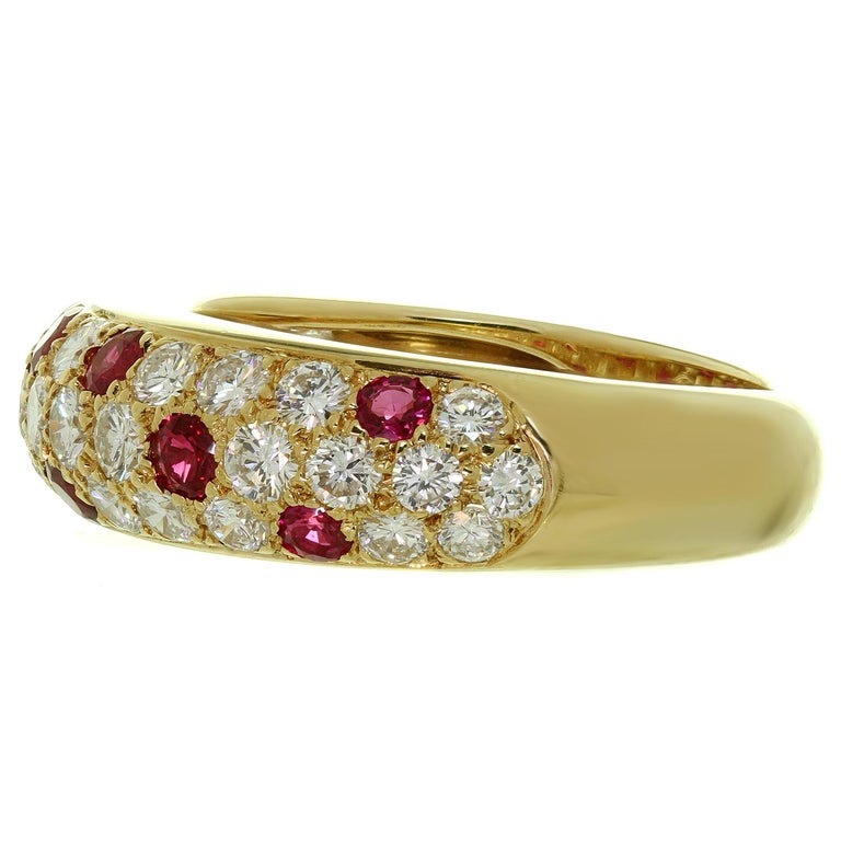 Women's Cartier Diamond Ruby Yellow Gold Band Ring. Sz. 51