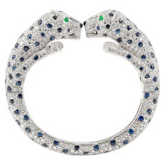 Cartier Diamond Sapphire "Panthere" Bangle