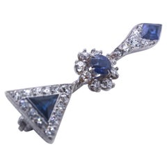 Cartier Diamond Sapphire Platinum Pin Art Deco 1930s Brooch