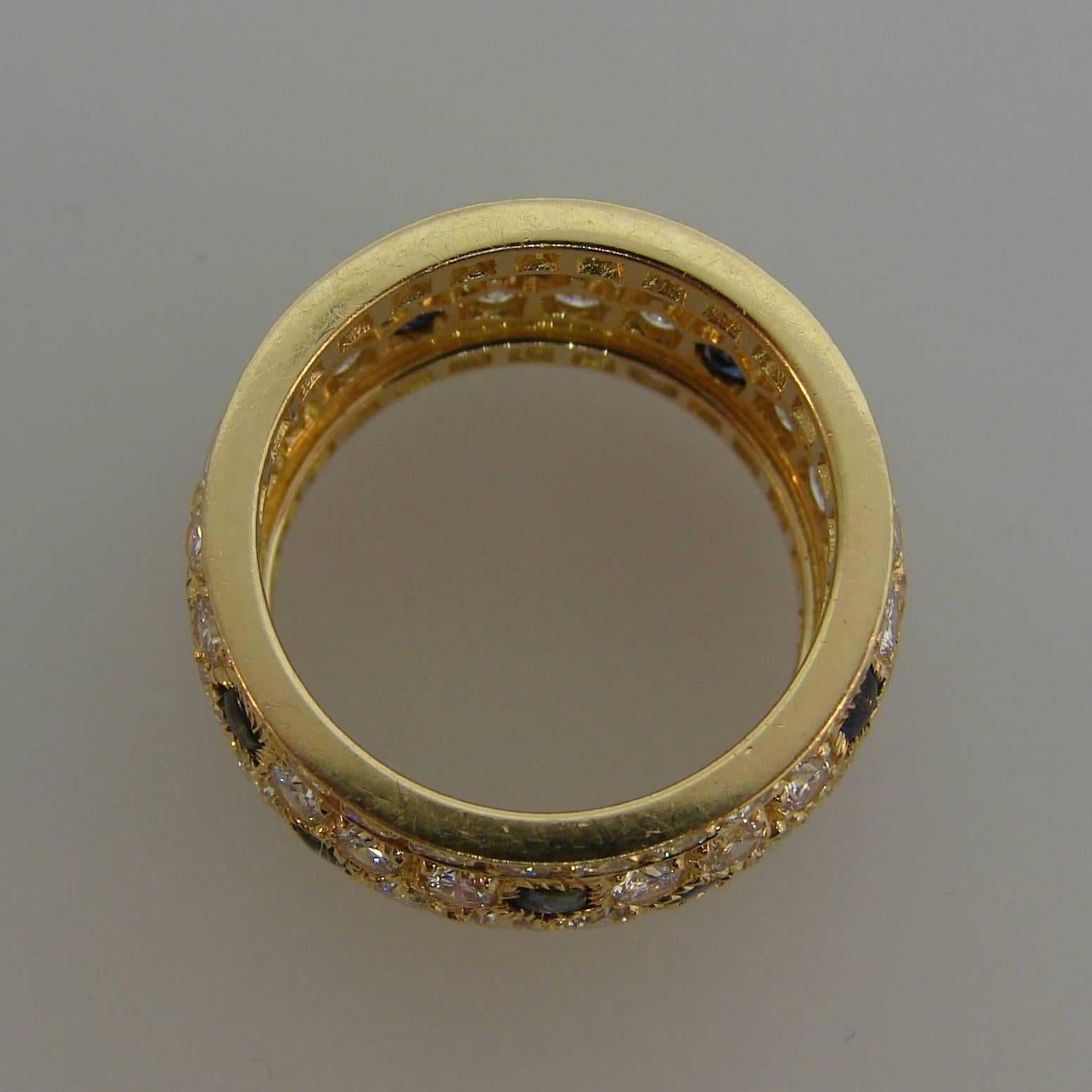 Cartier Diamond Sapphire Yellow Gold Band Ring 3