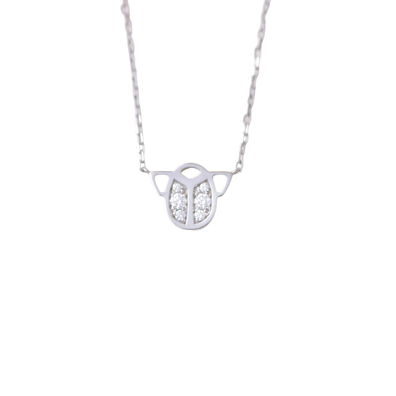 Cartier Diamond Scarab 18k White Gold Necklace In Excellent Condition For Sale In Banbury, GB