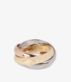 Cartier Diamond Set 18ct White, Yellow And 18ct Rose Gold Medium Trinity Ring