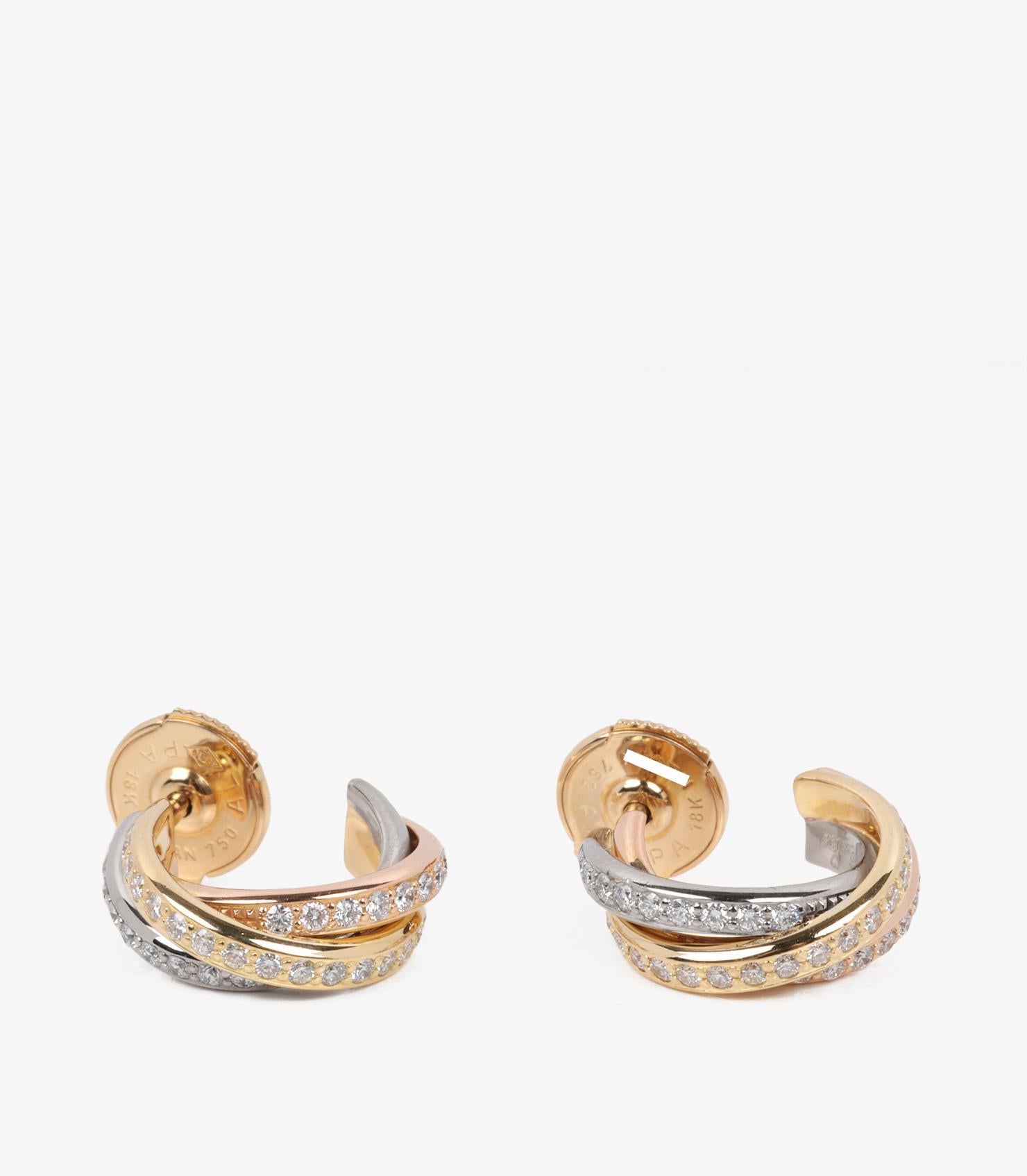 Cartier Diamantbesetzte Ohrringe aus 18 kt Weiß-, Gelb- und Roségold für Damen oder Herren im Angebot