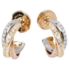 Cartier Diamond Set 18ct White, Yellow And Rose Gold Hoop Earrings