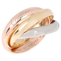 Cartier Diamond Set 18ct White, Yellow and Rose Gold Medium Trinity Ring