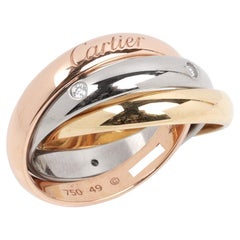 Cartier Diamond Set 18ct White, Yellow And Rose Gold Medium Trinity Ring