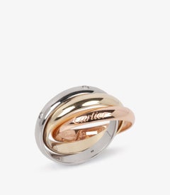 Cartier Diamond Set 18ct White, Yellow and Rose Gold Medium Trinity Ring