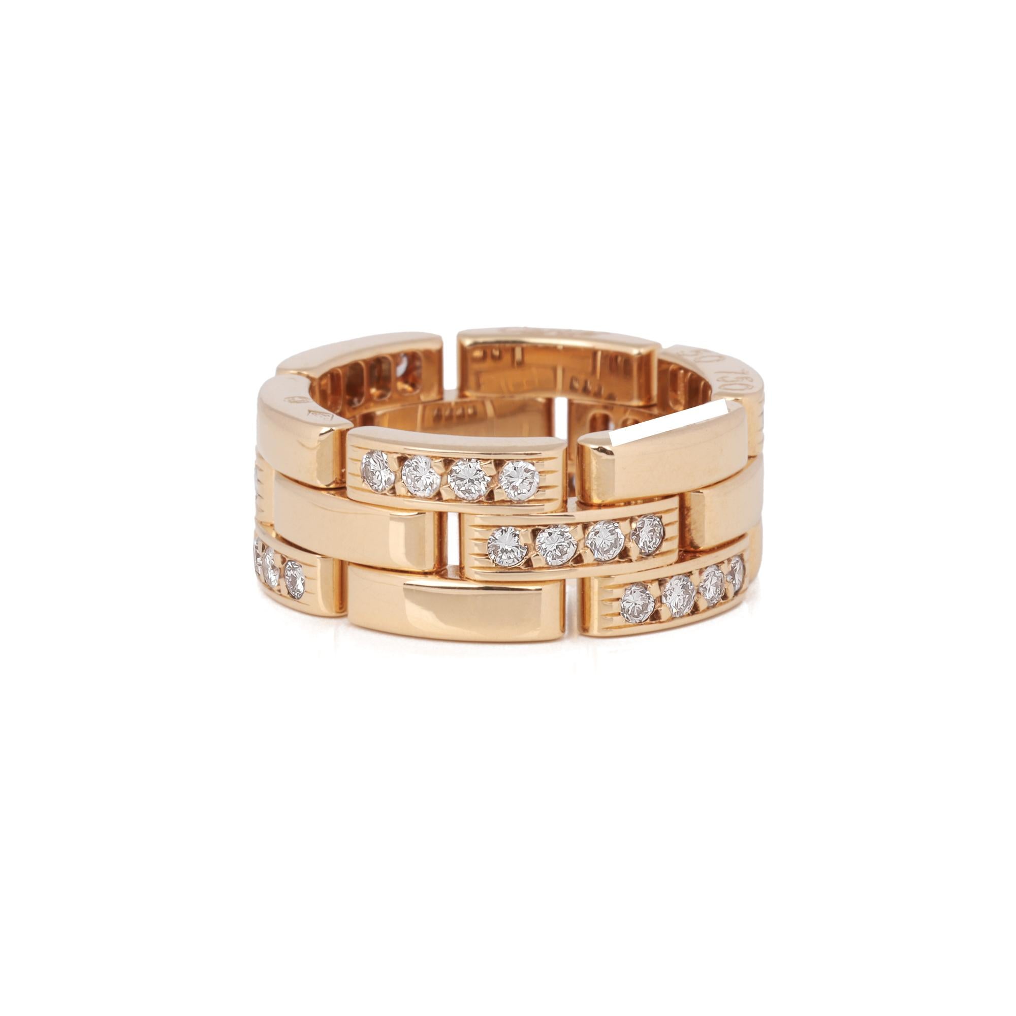 Contemporary Cartier Diamond Set 18ct Yellow Gold Maillon Ring For Sale
