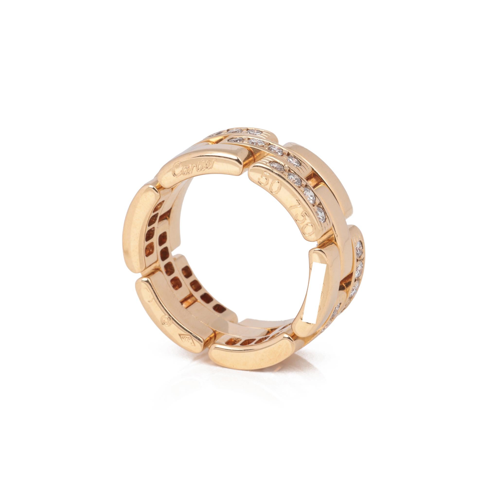 Cartier Diamond Set 18ct Yellow Gold Maillon Ring In Excellent Condition For Sale In Bishop's Stortford, Hertfordshire
