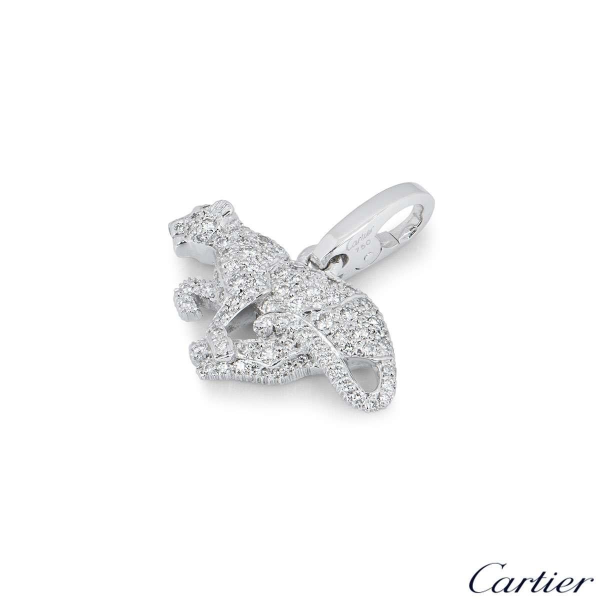 Round Cut Cartier Diamond Set Panthere Charm 1.26 Carat