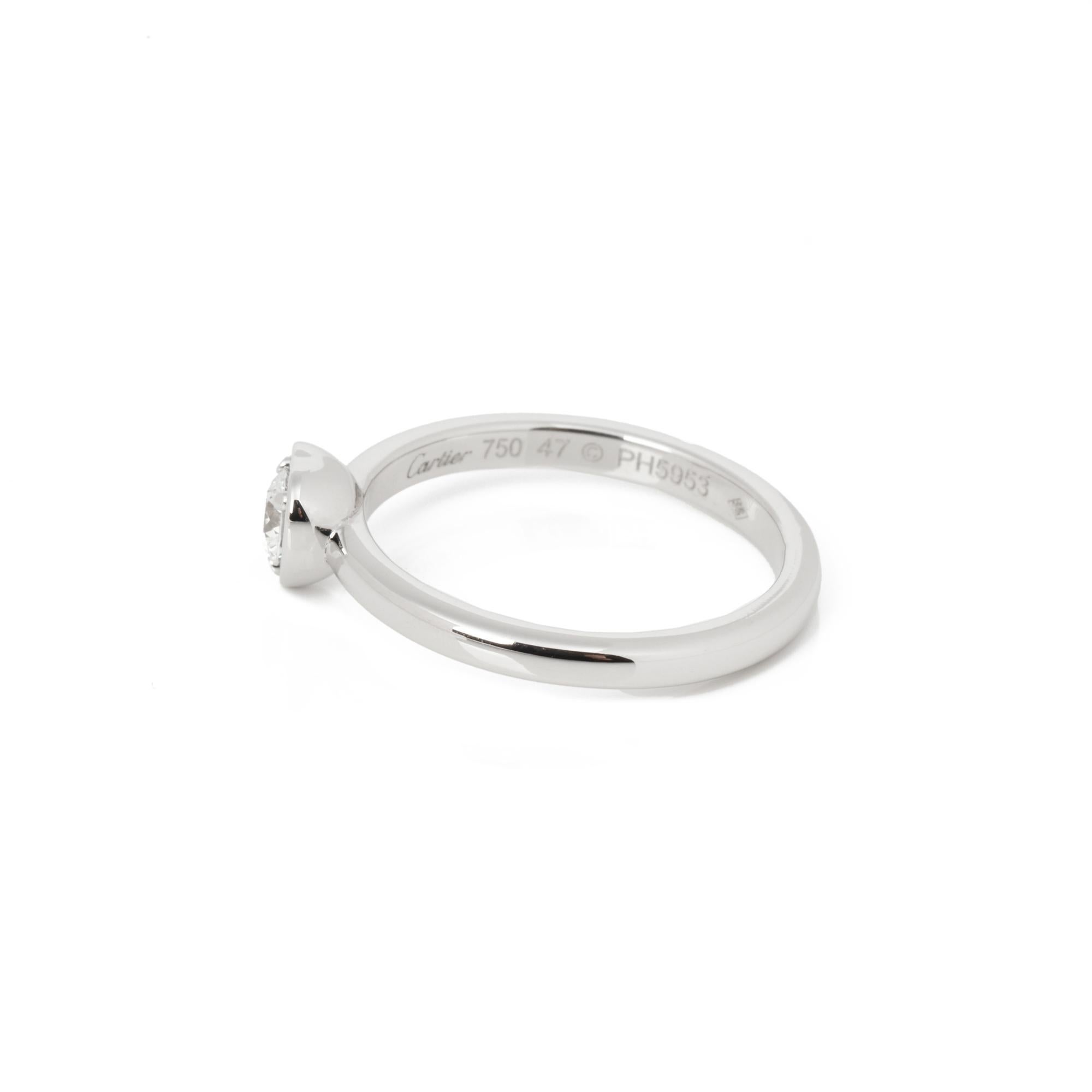 Cartier Diamond Solitaire 18ct White Gold Diamant Lègers Ring Contemporáneo en venta